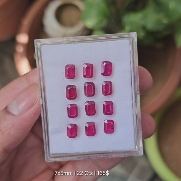 15 Pcs Of Natural Ruby Faceted Gemstone | Shape: Rectangle Size:6x4mm