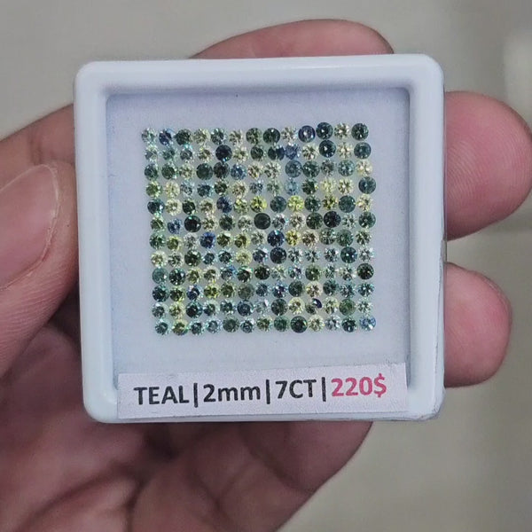 1 Box Of Natural Teal Australian Sapphire | 2mm| Round Ideal Cut