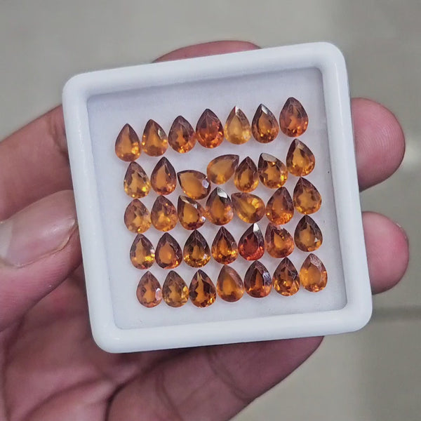 35 Pcs Of Natural Hessonite Garnet Faceted | Pear | Size:7x5mm