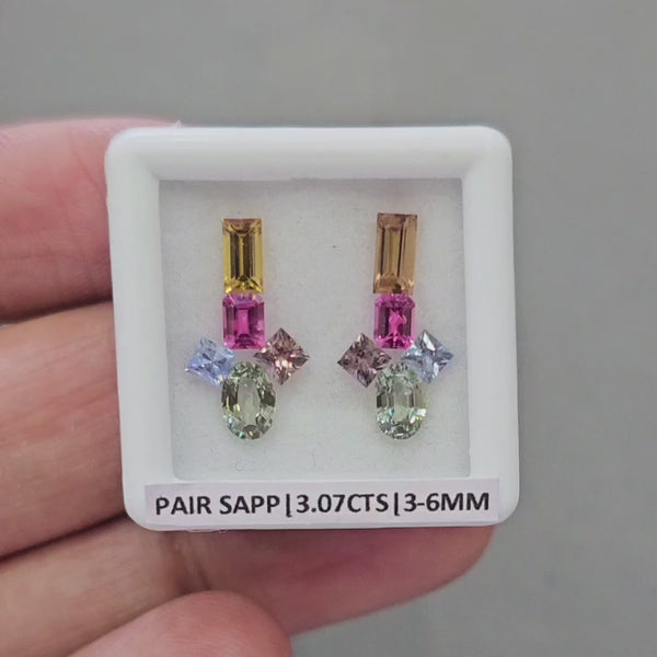 Pair Box Of Natural Sapphire  | 3-6mm | Rectangle, Square & Oval