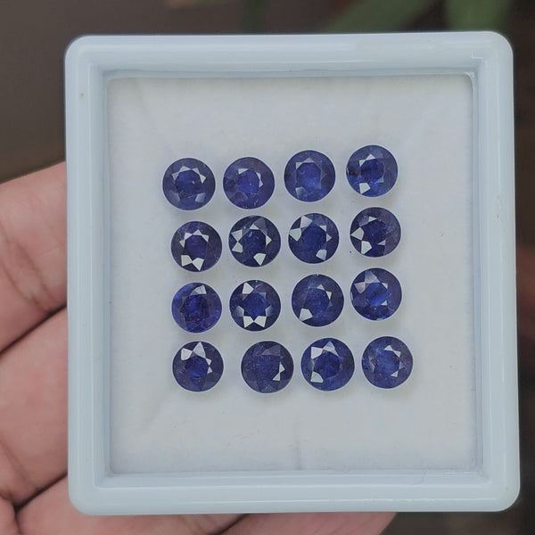 16 Natural Sapphire  : Round Shape | Size:7mm