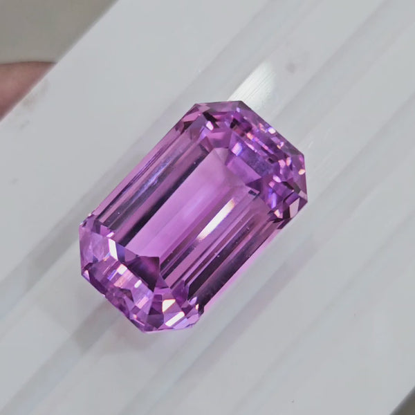 51.4 Cts Natural Kunzite Faceted Clean| With Certificate| 24x15mm | Rectangle |Clean