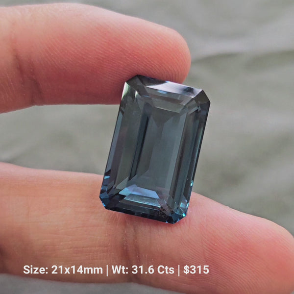 Natural London Blue Topaz Faceted | Rectangle | Size: 21x14mm