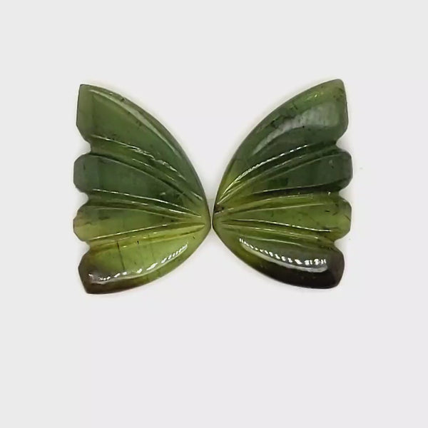 Natural Watermelon Tourmaline Butterfly Carved Pair | Size:15x10mm