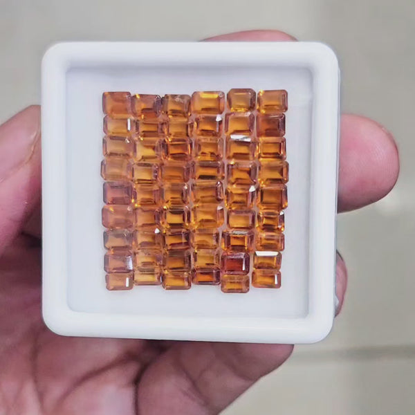 35 Pcs Of Natural Hessonite Garnet Faceted | Rectangle | Size:4-6mm
