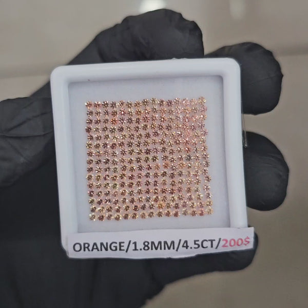 Natural Orange Sapphire unheated Ideal Cut | Round | 1.8mm | Orange Colour