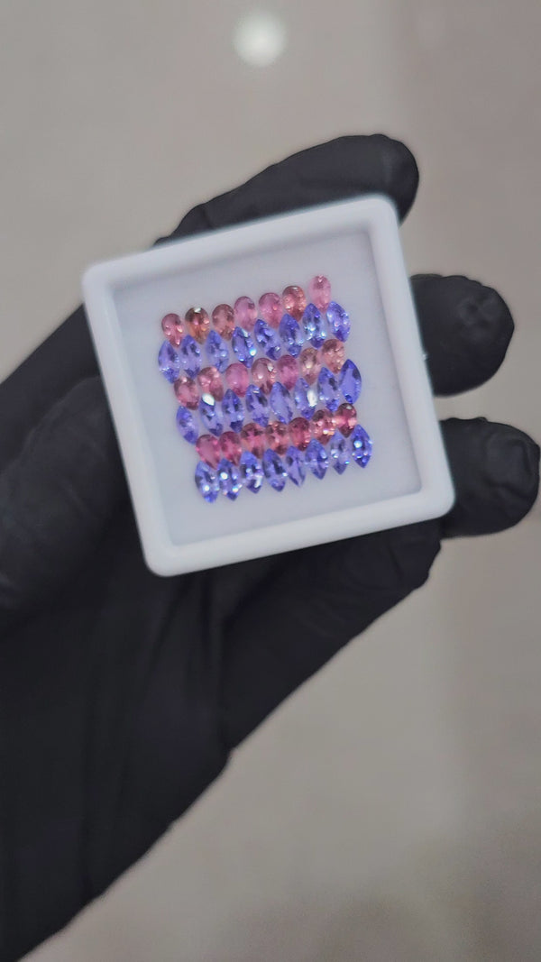 45 Pcs Natural Tanzanite & Tourmaline AAA+ Faceted | Shape: Marquise| Size: 6-5mm