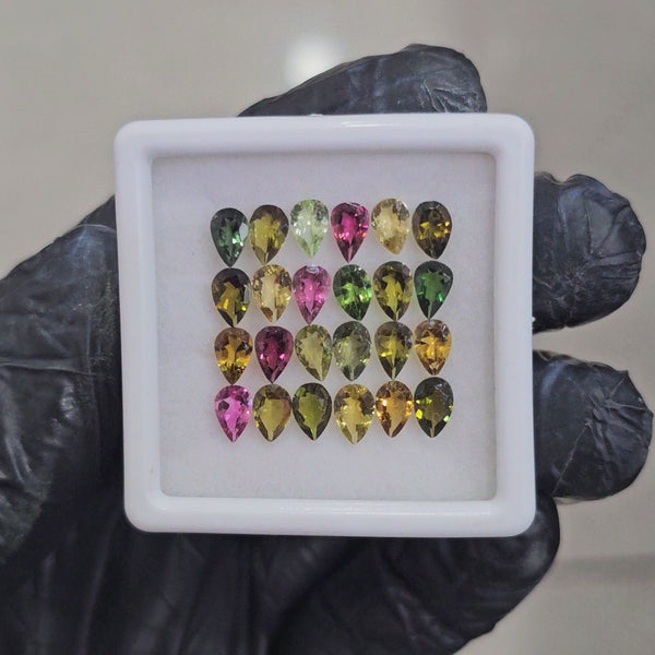 24 Pcs of Natural Tourmaline Faceted  | Pear | Size: 6x4mm
