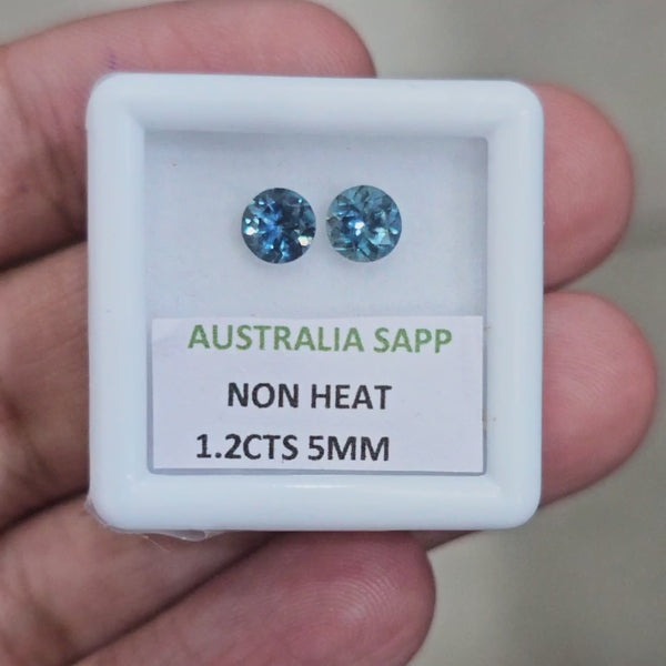 1.2cts Natural Unheated Teal Sapphire From Australia | 5mm| Round | Ideal Cut