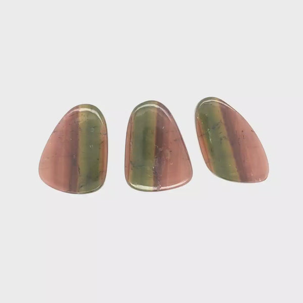 3 Pcs Of Natural Watermelon Tourmaline Slice | Size:20-22mm | With Certificate