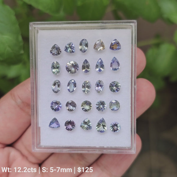 25 Pcs Of Natural Unheated Tanzanite Faceted Gemstone | Shape: Mix | Size:5-7mm