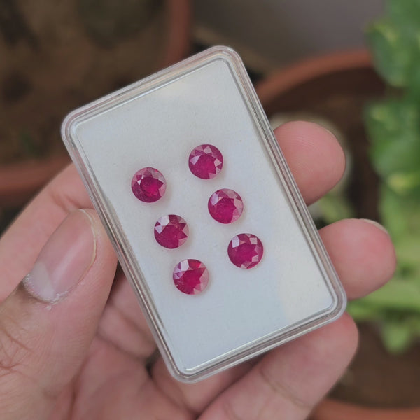 Natural Ruby Faceted Gemstone | Shape: Round | Size:6mm