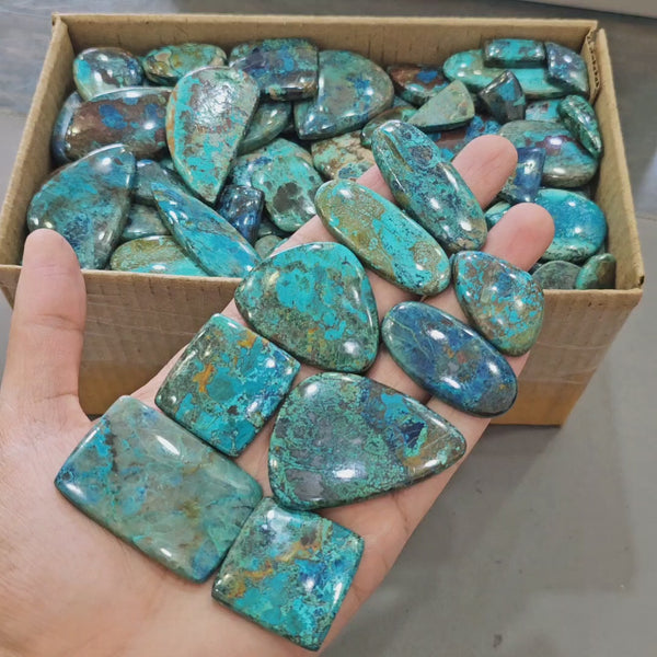 500Gram of Natural Chrysocolla Cabochons | 70-80 Pcs |15-55mm
