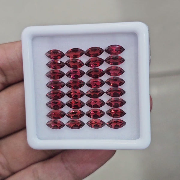 32pcs Natural Mozambique Cherry Garnet Faceted | Marquise | Size: 8x4mm