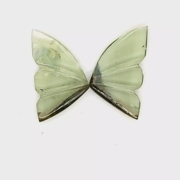 Natural Watermelon Tourmaline Butterfly Carved Pair | Size:16x9mm