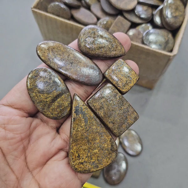 500 Grams Bronzite Cabochons | 25–45mm | 35–45 Pcs | Mixed Shapes