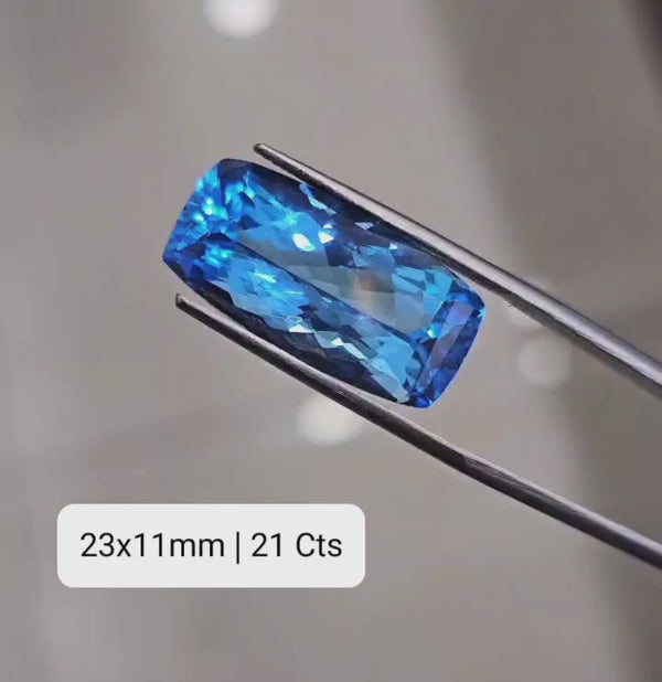 1 Pcs Swiss Blue topaz 21 Cts Rectangle Shape  | Finest quality