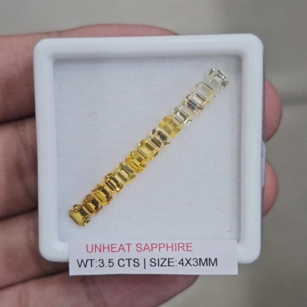 Box Of Natural Sri Lanka Unheated Yellow Shades Sapphire  | 4x3mm | Rectangle
