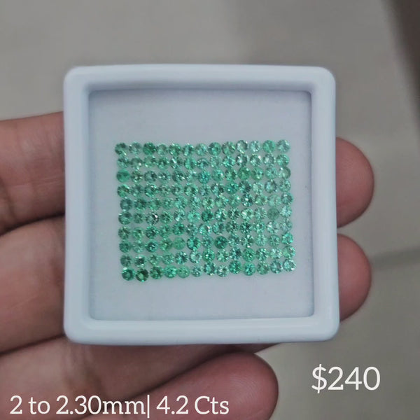1 Box Of Natural Colombia Emerald Diamond Cut | Shape: Round | Size: 2-2.30mm