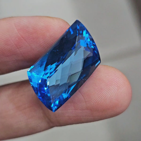 32.2Cts Of Natural Swiss Blue Topaz Checker Cut | Fancy | 22x14mm