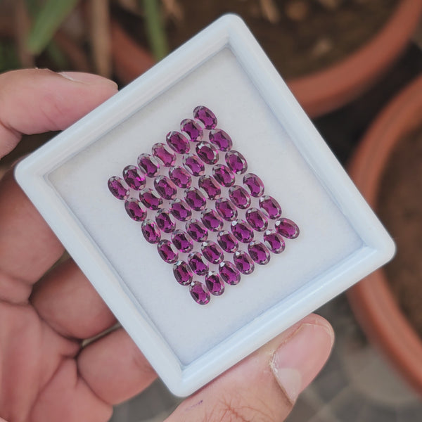 30 Pcs Natural Pink Rhodolite Garnet : Oval Shape | Size 6x4mm and 5x3mm