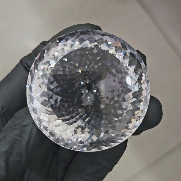 346Cts | Natural Jambo Clear Quartz Faceted | Round | 49mm