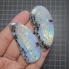 Load and play video in Gallery viewer, 1 Pair Natural White Rainbow Cabochon Gemstone Fancy Shape: 62x27mm