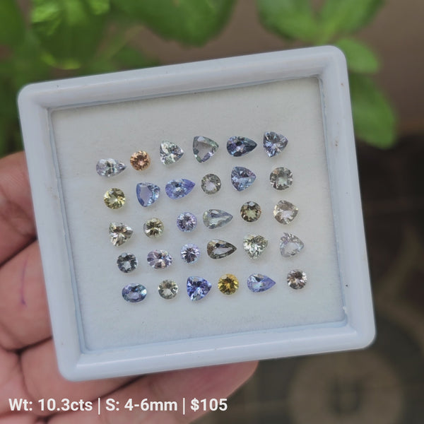 29 Pcs Of Natural Unheated Tanzanite Faceted Gemstone | Shape: Mix | Size:4-6mm