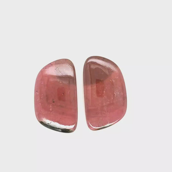 1 Pair Of Natural Watermelon Tourmaline Slice | Size:28x16mm | With Certificate