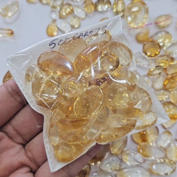 500Cts of Natural Unheated Citrine Cabochon | 12–28mm | Mixed Shapes | 20–30 Pcs