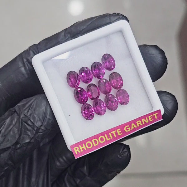 12 Pcs Natural Rhodolite Garnet Faceted | Shape: Oval | Size: 7x5mm