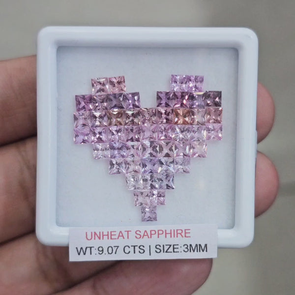 Box Of Natural Sri Lanka Unheated Sapphire  | 3mm | Square