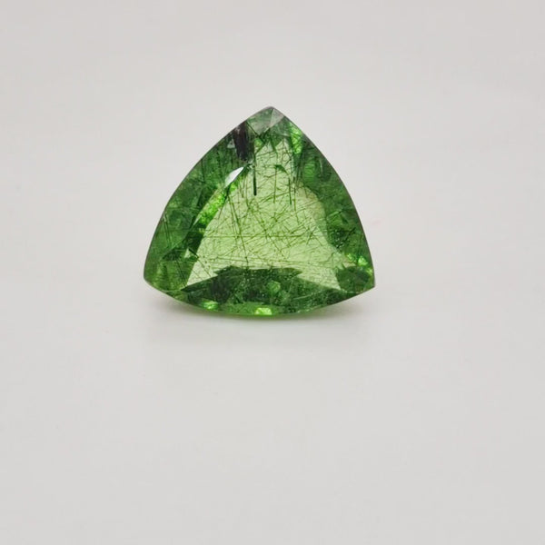 Natural Peridot With Rutile Faceted | Trillion | Size: 14mm