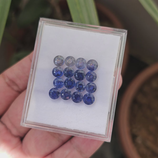 16 Pcs Of Natural Blue Sapphire Faceted |Round | Size:6mm