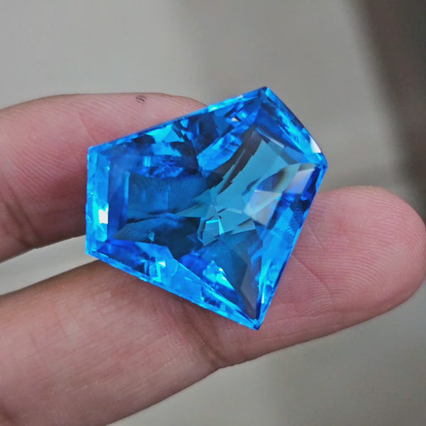 48.9Cts Of Natural Swiss Blue Topaz Checker Cut | Fancy | 26x23mm