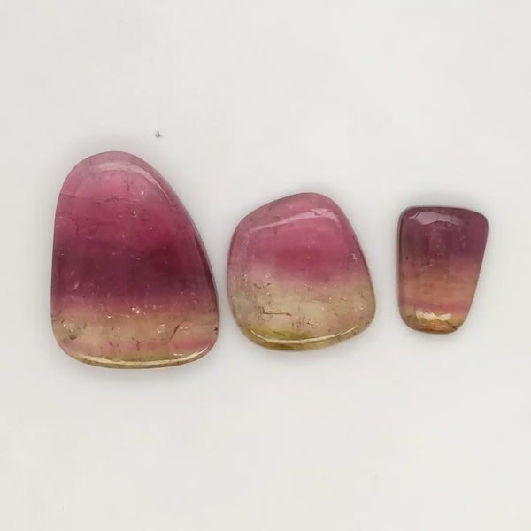 3 Pics Of Natural Watermelon Tourmaline Slice | Size:18-30mm | With Certificate