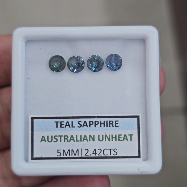 2.42cts  Natural Australian Teal Sapphire | 5mm| Round | Unheated