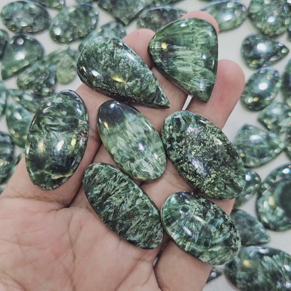 100 Grams of Natural Seraphinite With Flash Gemstones | 15–18 Pieces (Approx.) | 15–40mm