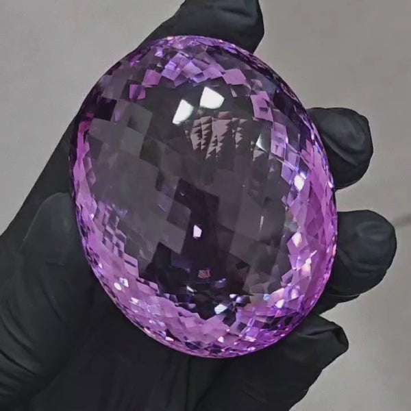 608.5 Cts | Natural Big Size Jumbos Lavender Amethyst Checker Cut | Oval | 62x49mm