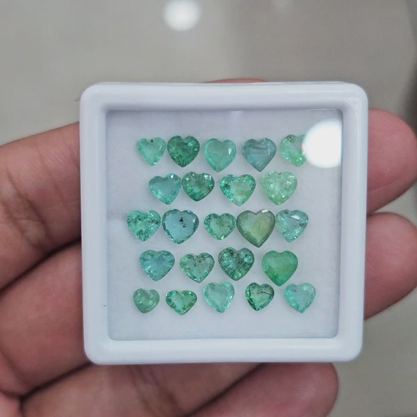 23pcs Of Natural Emerald Faceted | Sizes:4-6mm| Heart