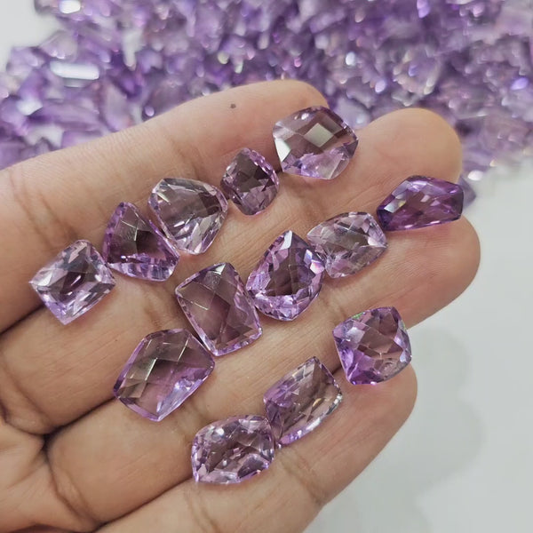 100Cts of Natural Lavender Amethyst Fancy Cut | 20–25 Pcs | 8–18mm
