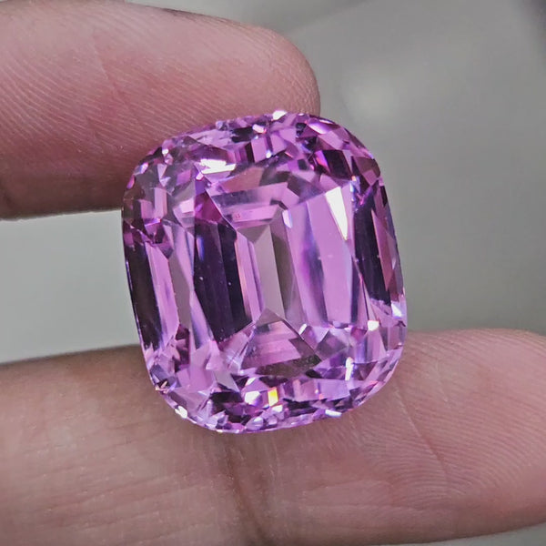 57.8 Cts Natural Kunzite Faceted Clean| With Certificate| 21x19mm | Cushion |Clean