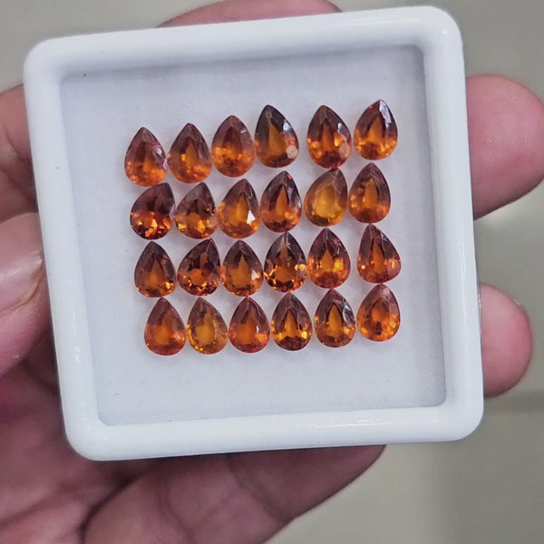 24 Pcs Of Natural Hessonite Garnet Faceted | Pear | Size:7x5mm