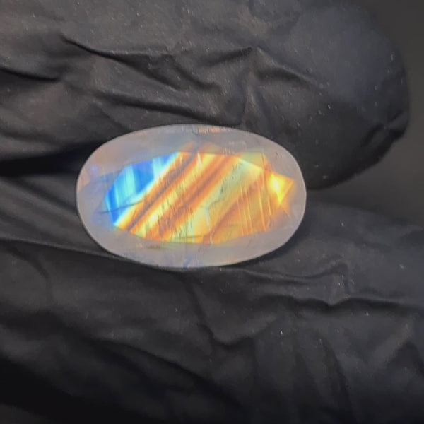 Natural Rainbow Moonstone from India Faceted | Oval| 15x10mm