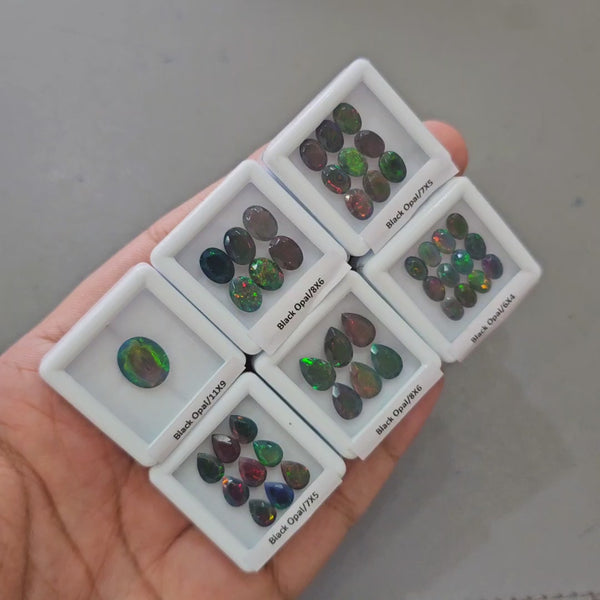 6 Box of Faceted Black Opal | 6mm to 11mm | Comes with Box