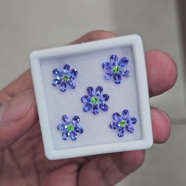36Pcs Natural Tanzanite & Tsavorite Faceted  | Oval & Round | Size: 2-4mm