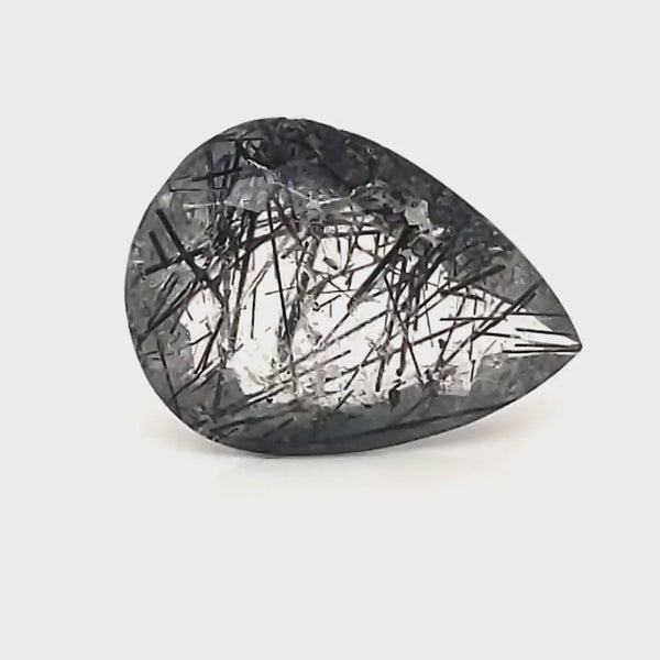 1 Pcs Of Natural Black Rutile Faceted | Pear | Size:17x12mm