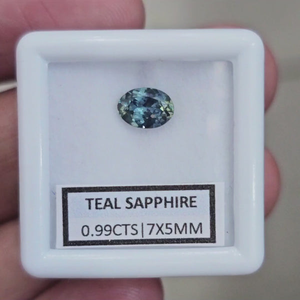 0.99cts  Natural Australian Teal Sapphire | 7x5mm| Oval | Unheated