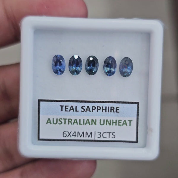3cts  Natural Australian Teal Sapphire | 6X4mm| Oval | Unheated