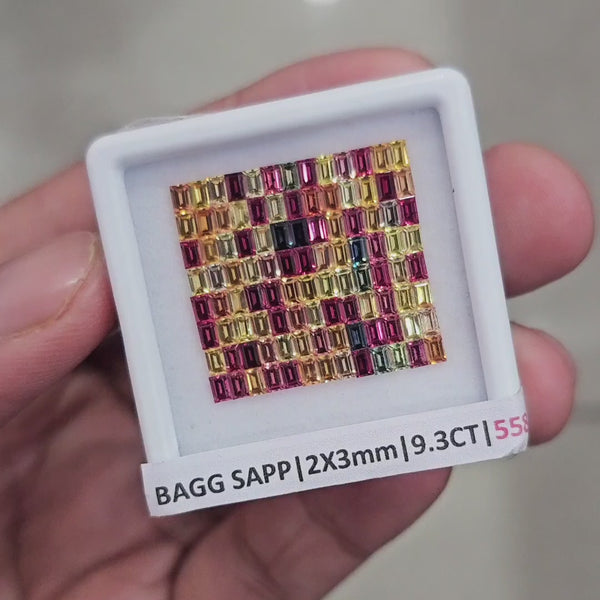 1 Box Of Natural Heated Sapphire | 3x2mm| Rectangle |  Ideal Cut